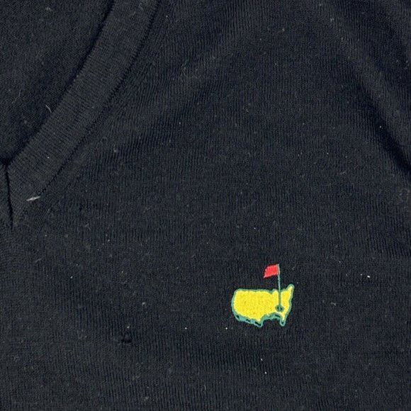 Mens Masters Clubhouse Collection Sweater Vest Black L Merino Wool Made in Italy - Picture 3 of 8